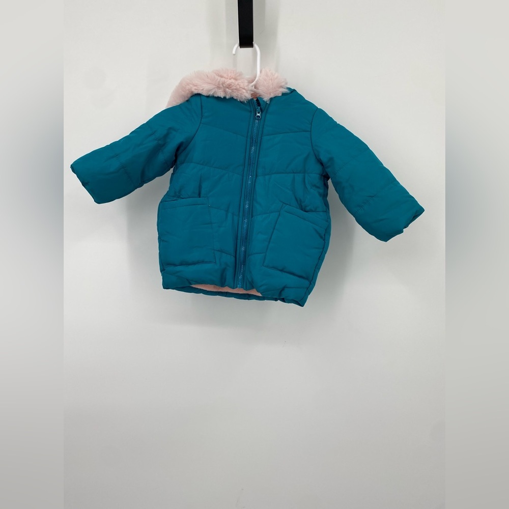 NWT First impressions teal torqouise Coat Jacket pink inside Baby Girls